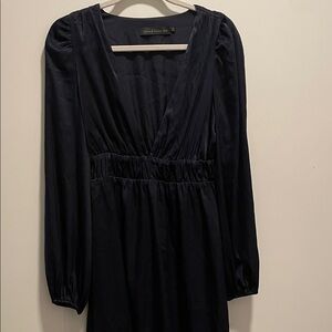 Deep V Cut Long Sleeve Mini Dress